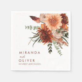 Boho Terracotta Rust Wasserfarbe Blumenzehen Serviette