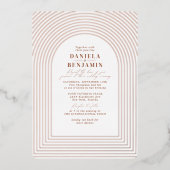 Boho Terracotta Rust Wedding Arch & UAWG QR Code Folieneinladung (Vorderseite)