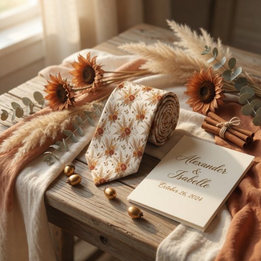 Boho Terracotta Rustic Botanical Krawatte