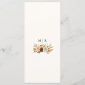 Boho Terracotta Rustic Floral Wedding Menu Menükarte (Rückseite)