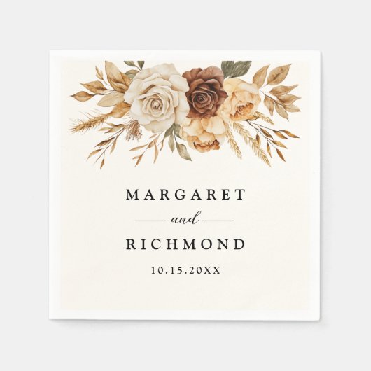 Boho Terracotta Rustic Floral Wedding Serviette (Vorderseite)