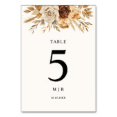 Boho Terracotta Rustic Floral Wedding Tischnummer (Vorderseite)