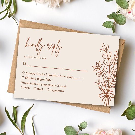 Boho Terracotta Rustic Kindly Antwort Hochzeit