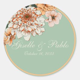 Boho Terracotta Sage Fall Floral Wedding Runder Aufkleber