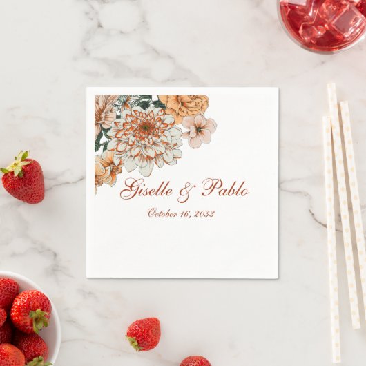 Boho Terracotta Sage Fall Floral Wedding Serviette (Beispiel)