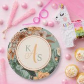 Boho Terracotta Sage Monogram Hochzeit im Herbst Pappteller (Party)