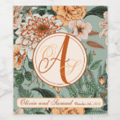 Boho Terracotta Sage Monogram Hochzeit im Herbst Weinetikett (Einzelnes Label)