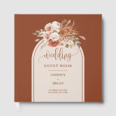 Boho Terracotta Sage Pampas Grass Floral Gästebuch (Vorderseite)
