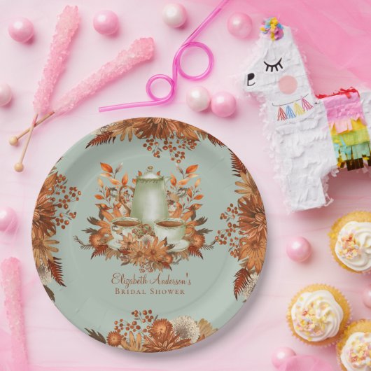 Boho Terracotta Sage Tee Party Abendessen Geschirr Pappteller (Party)