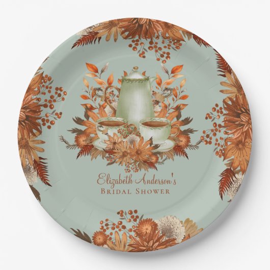 Boho Terracotta Sage Tee Party Abendessen Geschirr Pappteller (Vorderseite)