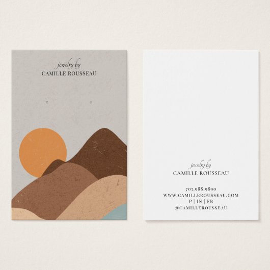 Boho Terracotta Sand Abstrakt Earring Display Card (Vorne & Hinten)