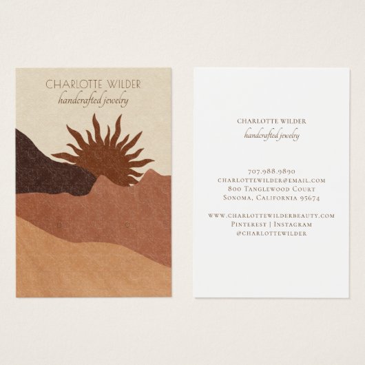 Boho Terracotta Sand Abstrakt Earring Display Card (Vorne & Hinten)