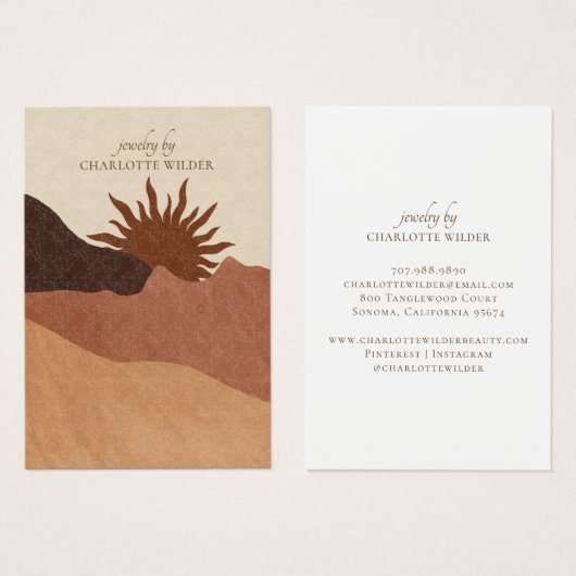Boho Terracotta Sand Abstrakt Earring Display Card (Vorne & Hinten)