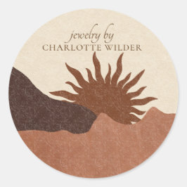 Boho Terracotta Sand Abstrakt handgefertigte Schmu Runder Aufkleber