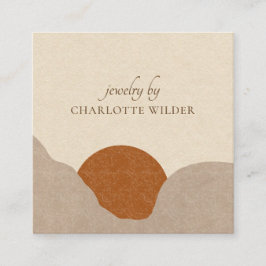 Boho Terracotta Sand Abstrakter handgefertigter Ju Quadratische Visitenkarte