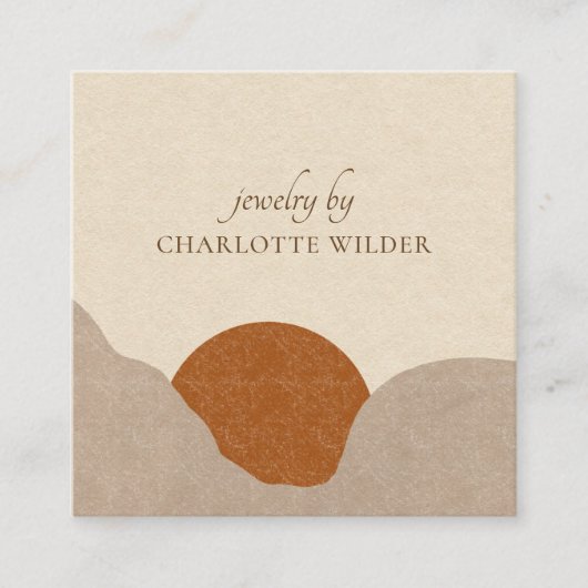 Boho Terracotta Sand Abstrakter handgefertigter Ju Quadratische Visitenkarte (Vorderseite)