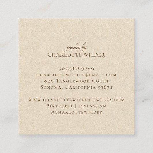 Boho Terracotta Sand Abstrakter handgefertigter Ju Quadratische Visitenkarte (Rückseite)