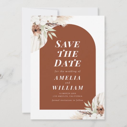 Boho terracotta Save the Date (Vorderseite)