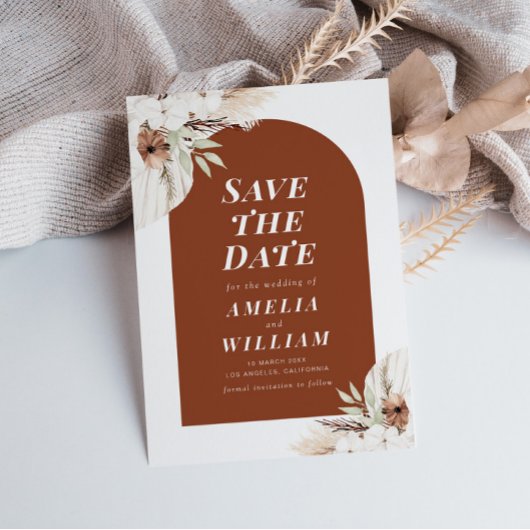 Boho terracotta Save the Date