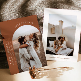 Boho Terracotta Save the Dates | Modernes Minimali Einladung