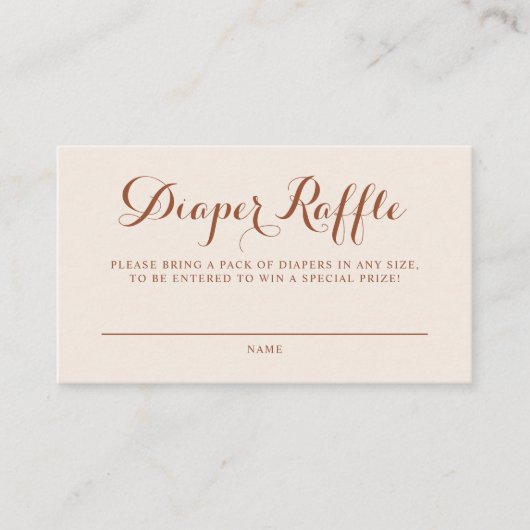 Boho Terracotta Script Baby Dusche Winzer Raffle Begleitkarte (Vorderseite)