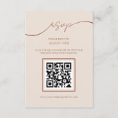 Boho Terracotta Script QR Code Wedding RSVP Card Begleitkarte (Vorderseite)