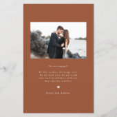 Boho Terracotta Script Verlobung Ankündigung (Rückseite)