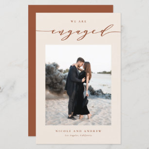 Boho Terracotta Script Verlobung Ankündigung