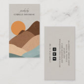 Boho Terracotta Sun Mountains Handgearbeitete Juwe Visitenkarte (Vorne/Hinten)