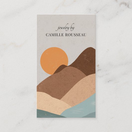 Boho Terracotta Sun Mountains Handgearbeitete Juwe Visitenkarte (Vorderseite)
