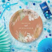 Boho Terracotta Tropical Floral und Palm Hochzeit Pappteller (Party)