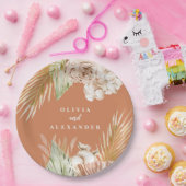 Boho Terracotta Tropical Floral und Palm Hochzeit Pappteller (Party)