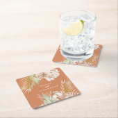 Boho Terracotta Tropical Floral und Palm Hochzeit Rechteckiger Pappuntersetzer (Vor Ort)