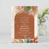 BOHO Terracotta Tropical Pampas Grass Wedding (Stehend Vorderseite)