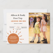 Boho terracotta Twins erste Reise Geburtstag Einladung (Vorderseite)