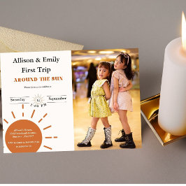 Boho terracotta Twins erste Reise Geburtstag Einladung