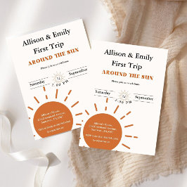 Boho terracotta Twins erste Reise Geburtstag Einladung