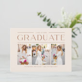 Boho Terracotta Typografie Foto Abschluss Einladung (Stehend Vorderseite)