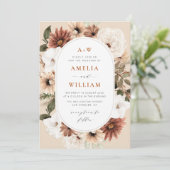 boho terracotta und grüne Einladung (Stehend Vorderseite)