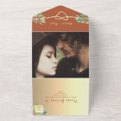 Boho Terracotta und Grüne Hochzeit alles in einem All In One Einladung (Außenbereich)