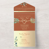 Boho Terracotta und Grüne Hochzeit alles in einem All In One Einladung (Innen Boden)