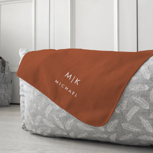 Boho Terracotta und White   Modernes Monogramm Fleecedecke