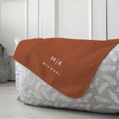 Boho Terracotta und White | Modernes Monogramm Fleecedecke