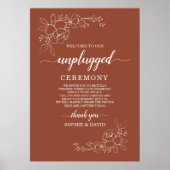 Boho Terracotta Unplugged Wedding Ceremony Sign Poster (Vorne)