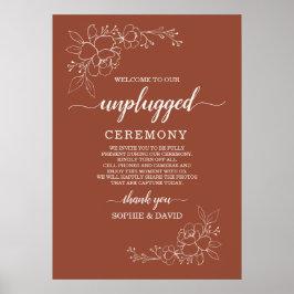 Boho Terracotta Unplugged Wedding Ceremony Sign Poster