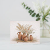 Boho Terracotta Vase Pampas Grass Floral  Postkarte (Stehend Vorderseite)
