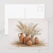 Boho Terracotta Vase Pampas Grass Floral  Postkarte (Vorne/Hinten)
