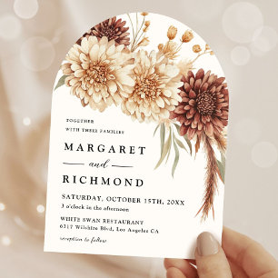 Boho Terracotta Vintag Dusty Blumenstrauß Hochzeit Einladung