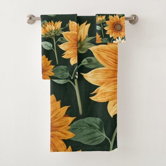 Boho Terracotta Vintag Sonnenblumenmuster Badhandtuch Set (Insitu)