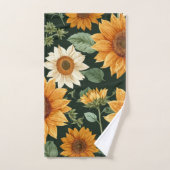 Boho Terracotta Vintag Sonnenblumenmuster Badhandtuch Set (Handtuch)